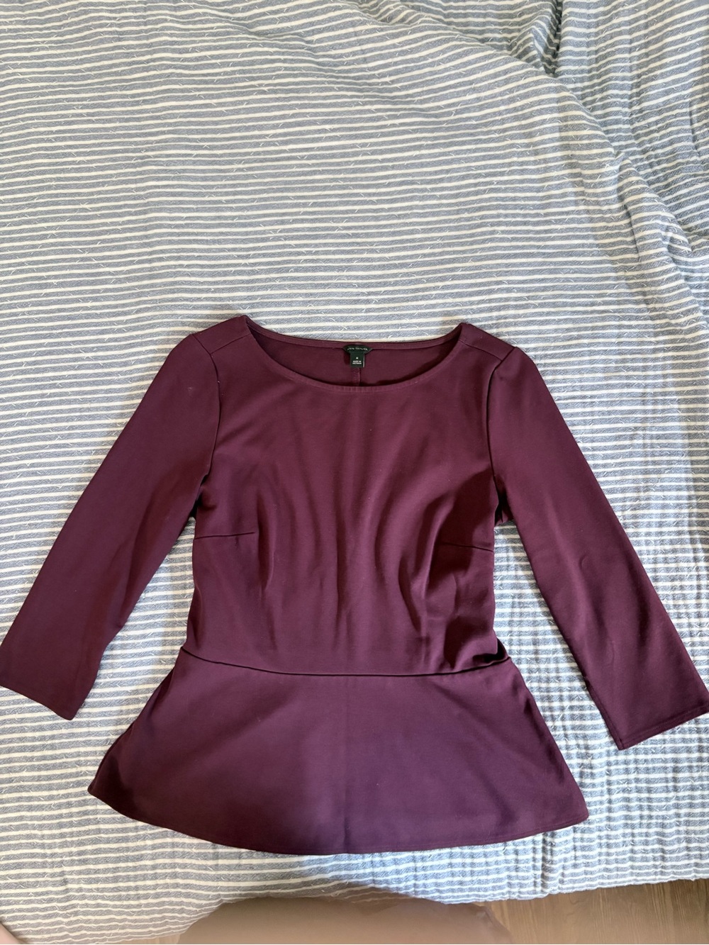 Ann Taylor Plum Crewneck PeplumTop